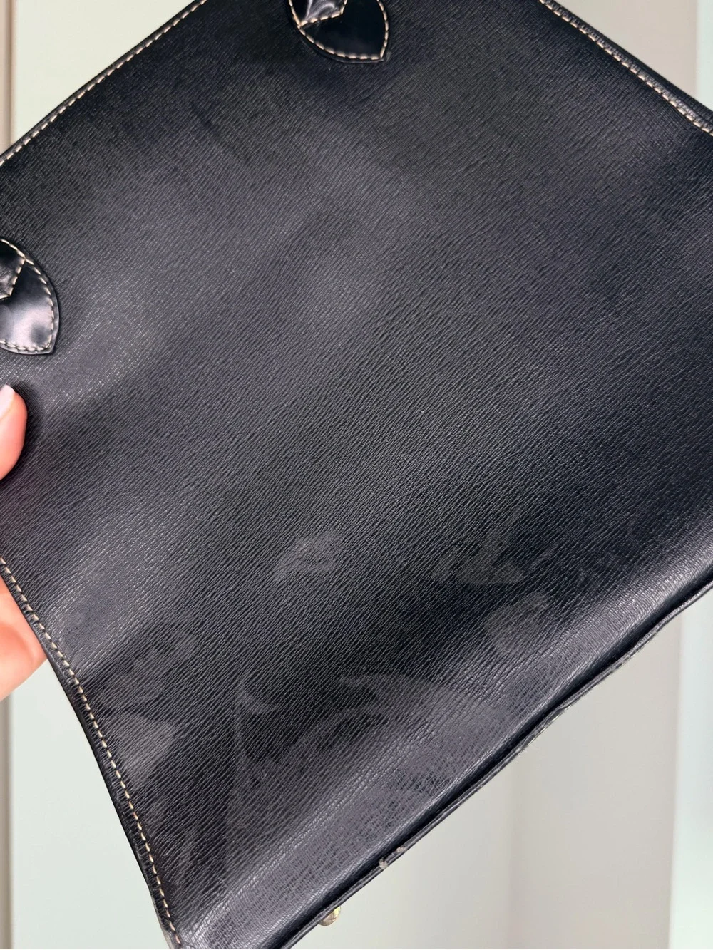 Vintage Burberry Black Leather Tote Bag
